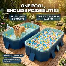 Non-Inflatable Foldable Swimming Pool For Family, Portable Above Ground Pool For Adults & Kids, Easy Setup For Outdoor, Backyard, Garden, Camping - Durable PVC - A - View 2