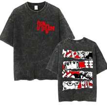 Valentine Shirts Anime Dandadan Okarun Dan Da Dan Graphic Vintage Washed T Shirts Men Women Clothing Fashion T-Shirt 2lus Size Cotton Casual Teessummer Outfits For Womenanime Shirts - màu đen - Xem 6