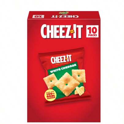  Cheez-It White Cheddar Baked Snack Crackers, Lunch Snacks, 10 Count | Crunchy White Cheddar Cheese Snack Packs, On-The-Go Lunchbox Crackers