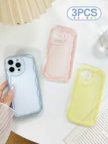 Bộ 3 ốp lưng mềm màu kem trơn, viền lượn sóng, màu xanh dương/vàng/hồng, tương thích với iPhone 17/17 Pro Max, 16/16 Pro/16 Pro Max, 15, XR, 7P/8P, P12 Pro Max, P13 Pro Max, P14 Pro Max, P13, P14, P11, P12, P14, XS/S/XS Max/7/8, ốp lưng điện thoại dày dặn, dễ thương và thời trang. - Nhiều màu - Xem 15