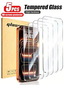 Bộ 5 miếng dán màn hình cường lực siêu bền, độ phân giải cao, tương thích với các dòng máy 17/17Pro/17Air/17Pro Max, 16/16Pro/16Plus/16Pro Max, 15/15Plus/15Pro/15Pro Max, 14/14Plus/14Pro/14Pro Max, 13 Mini/13/13Pro/13Pro Max, 12 Mini/12/12Pro/12Pro Max, 11/11Pro/11Pro Max. Chống trầy xước, chống rơi vỡ, chống bám vân tay, độ cứng 9H, dễ dàng lắp đặt. - Trong sáng - Xem 27