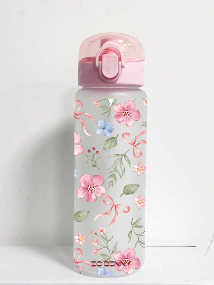 Bình nước nắp bật 780ml, chống rò rỉ, làm bằng nhựa melamine, có quai dây, thiết kế hoa và nơ dễ thương, uống trực tiếp được, thích hợp cho các lễ hội Hồi giáo, tựu trường, quà Giáng sinh cho phụ nữ và bé gái. - Nhiều màu - Xem 12