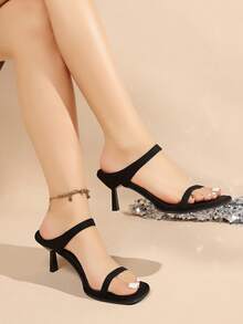 Giày sandal cao gót mũi nhọn một quai màu đen gợi cảm mới dành cho nữ, thích hợp cho tiệc tùng và đám cưới. - màu đen - Xem 3