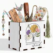 1pc Wooden Desk Bookend & Organizer - Colorful Book-Themed, Suitable For Bookshelves, Holiday Gift For Book Lovers - White - View 6