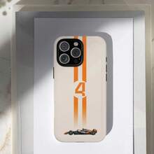 [24h Shipping From DE/FR/ES] Orange And White Striped Racing Phone Case, Milky White Background With Gradient Orange Lines + Racing Illustration, Shockproof, Full Coverage, Wear-Resistant Hard Case, Compatible With Multiple Models, Suitable For Racing Fans And Speed Enthusiasts, Compatible With Apple 17/16/15/14/13/12/11/X/Pro/Plus/Pro Max, And Also Compatible With Samsung S21/S22/S23/S24/S25/S26F - Image 1Pcs - View 11
