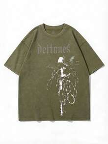Retro Limited Edition Retro Sub-Tone T-Shirt, Rock Band Heavy Metal Neutral Cotton Pattern Washed TeeGothic Punk Grunge Emo Y2K Clothes, Rock Music Merch.2025 - Green - View 13