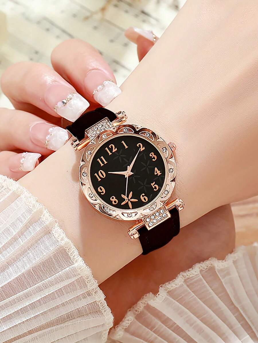 Bộ 6 chiếc đồng hồ nữ thời trang với dây đeo bằng da PU và máy quartz, kèm theo bộ dây đeo phù hợp. - Nhiều màu - Xem 1