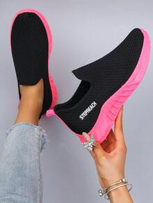 Giày thể thao nữ casual thời trang mùa xuân mới, thoải mái, thoáng khí, nhẹ, chống trơn trượt. - Đen và đỏ - Xem 2