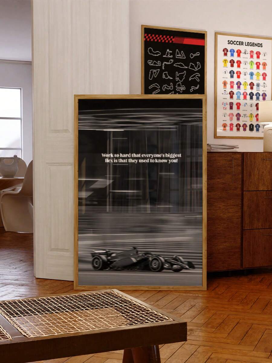 1pc Frameless Racing Car Poster, Fashionable Racing Car Wall Art Decor Suitable For Bedroom, Dorm, Living Room, Back To School Gift, Poster - Racing - View 1