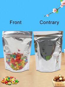 50个/100个可重复密封铝箔食品保鲜袋，防异味拉链袋，独立包装，适用于饼干、坚果、茶叶、糖果等。 - 銀色 - 查看 13