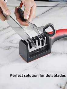 1pc Multi-Function Knife Sharpener, Household Sharpening Stone, Rapid Knife Sharpener With Fixed Angle For Scissors, Knives, Fully Automatic Blade Sharpening, Portable Sharpening Tool - Black - View 4