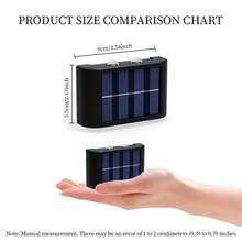 2/4/6/8 piezas Luces de pared solares de alta eficiencia, iluminación con sensor automático, lámparas LED rectangulares IP44 para exteriores, iluminación de paisaje para patio y pared exterior - 4 LED - Ver 6