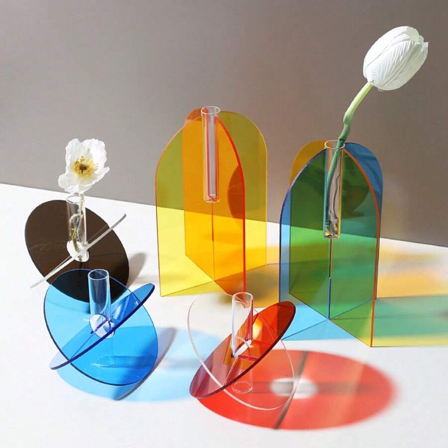 Nordic INS Style Minimalist Acrylic Vase, Artistic Decorative Ornament, Living Room & Dining Table Centerpiece, Bedroom Decor, Hydroponic Flower Container, Suitable For Wedding Decoration - Vase - View 1