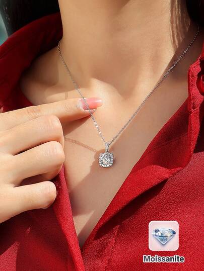 Dây chuyền mặt đá Moissanite 2CT bằng bạc S925 lấp lánh dành cho nữ, thích hợp để đeo hàng ngày, làm quà sinh nhật, kỷ niệm, Ngày của Mẹ, tốt nghiệp, cưới, du lịch, tiệc tùng hoặc làm quà tặng.