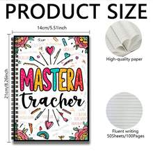 1pc Creative Cartoon Style Colorful Spiral Notebook, "MASTERA Teacher" Prominent Design. 100 Pages/50 Sheets, Suitable For Work, Study, School Planning, Diary, Notes, Also A Thoughtful Gift For Graduation, Birthday. - M - View 6