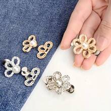Khóa cài hình hoa và ngọc trai, khóa điều chỉnh eo quần jeans không cần đục lỗ, khóa cố định eo quần. - nhiều màu - Xem 11