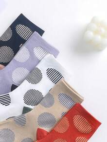 4 pares de calcetines de media caña con estampado de lunares para mujer, calcetines cómodos y suaves de cuello redondo, transpirables y suaves, calcetines de campus, calcetines casuales diarios, adecuados para primavera, verano, otoño e invierno, colores aleatorios - Multicolor - Ver 2