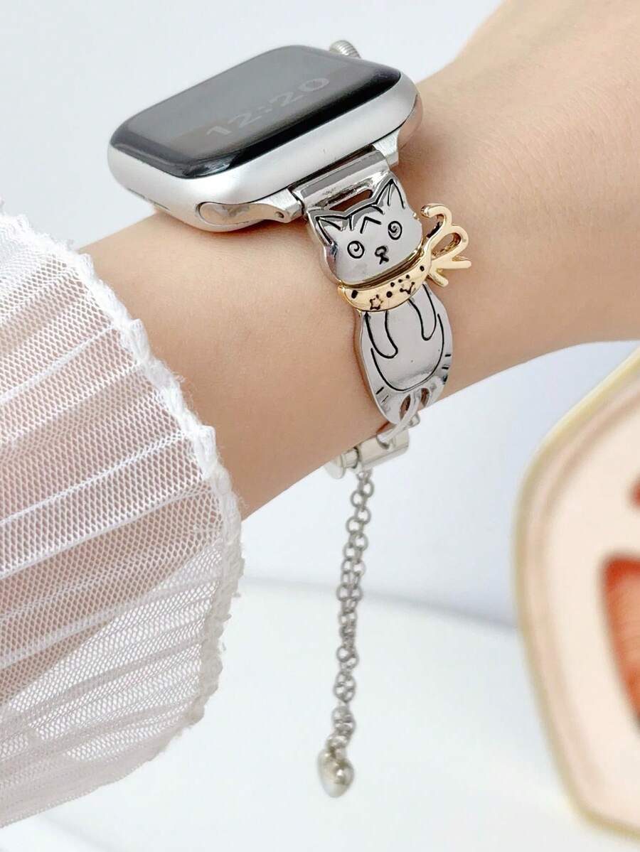 1条可爱涂鸦猫咪图案表带,兼容 38mm 40mm 41mm 42mm 44mm 45mm 49mm,小众创意金属链表带,适用于 Series 11 Ultra 3 SE3 Ultra 2 S10 SE2 9 8 7 SE 6 5 4 3 2 1,适合日常佩戴和节日场合。 - 彩色 - 查看 1