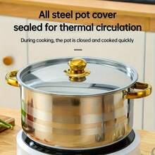 10pcs Stainless Steel Pot Set] 10pcs Stainless Steel Pot Set, Multi-Size Cooking Pots With 5 POTS + 5 LIDS | Deep Stock Pot, Suitable For Home And Restaurant Cooking, Soups, Hot Pots, Noodles, Pasta, Seafood Soups - View 8