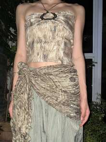 Boho Jazz Dance Scarf: Vintage Fringe Shawl And Waist Belt - 異國咖色長巾 - 查看 8