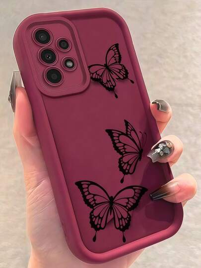 1 pieza Funda de teléfono con diseño de mariposa vintage inspirada en la dopamina, diseño minimalista, estilo de dibujos animados lindo, protección perfecta para Honor X7/Galaxy A56 5G/Smart 8/Hot 40/Transsion Spark 30C/Spark Go 2024/Note 14 5G/E22/E22i/A54