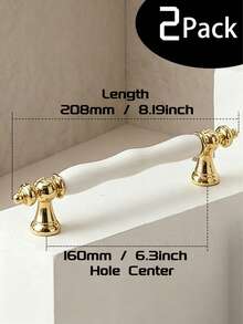 Conjunto de 1/2/4 puxadores dourados de cerâmica para portas de armário, puxador de barra branco para porta de armário, puxador moderno e minimalista para gaveta de armário de cozinha. - Branco - Ver 28