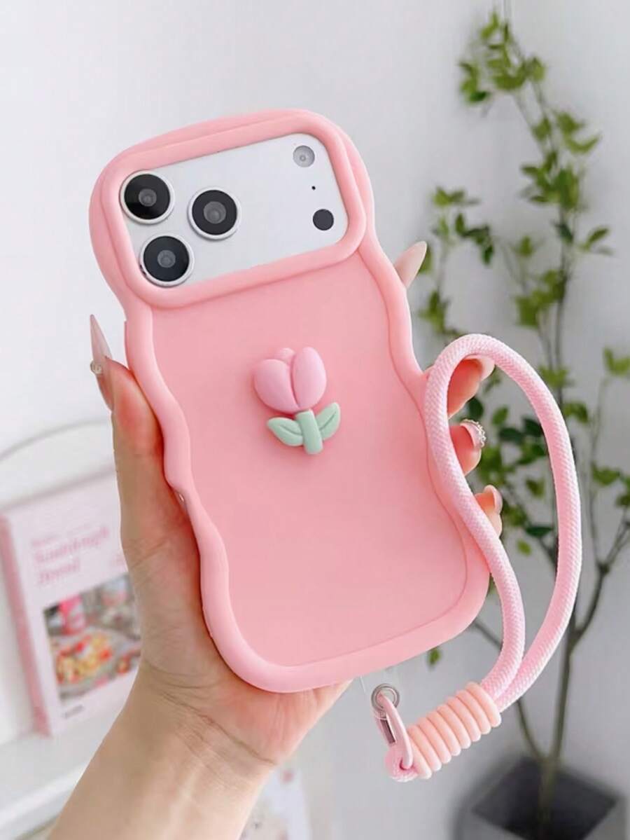 2026 最新郁金香马卡龙设计 DIY 手机壳，硅胶防震保护套，适用于三星 Galaxy S26、S25、S24、S24+、S24 Ultra、S24 FE、S20、S21、S22、S23 以及 11、12、13、14、15、16、17 Pro Max - 粉色 - 查看 1