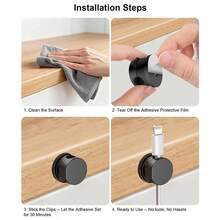 7pcs 360° Rotatable Strong Magnetic Cable Clips, Suitable For Bedside Table, 1-Second Lock Phone Charger Cable, Home/Office/Car/Gaming Console Self-Adhesive Magnetic Cable Clips, Smooth Adjustable - Black - View 6