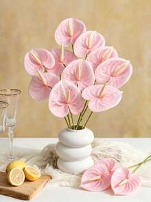 MEHELANY 8/4/1 Stück künstliche rosa Paradiesvogelblume, künstlicher Paradiesvogel, Kunststoff-Langstiel-Kunstpflanze, geeignet für Party- und Heim-Vasendekoration, Hochzeitstisch-Arrangement, Innendekoration, DIY-Blumenstrauß, Geschenk für Frauen - Hell-Pink - Übersicht 2