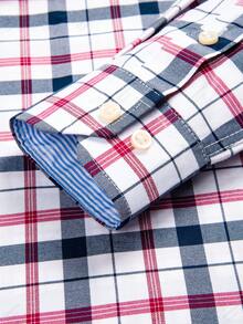 Audmroton Men's Long Sleeve Oxford Button Down Shirts Casual Dress Shirt For Men,100% Cotton,Plaid/Stripes Shirts - 紅色 - 查看 4
