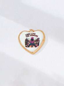 1 pièce Charme de cœur de cowboy/cowgirl occidental en émail pour la création de bijoux - Pendentif thème sud-ouest pour collier, bracelets, boucles d'oreilles - Far West, cactus, cowboy, cowgirl, bottes, accessoires de bijouterie cheval - Multicolore - Voir 19