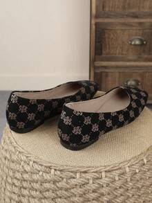 XBYASDF 2026 Nuevos Zapatos Planos de Punta Cuadrada para Mujer, Zapatos de Ballet Slip-On con Patrón Vintage de Rosa Caqui, Zapatos de Oficina Cómodos y Elegantes - Caqui - Ver 8