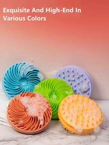 Double-Sided Silicone Bath Brush For Exfoliation, Shampooing, And Body Care; Deeply Cleanses And Softens Skin; Suitable For Home Use; Silicone Bath Massager; Easy To Clean; Produces Rich Lather. Also Includes A Head Massager. - Multicolor - View 4