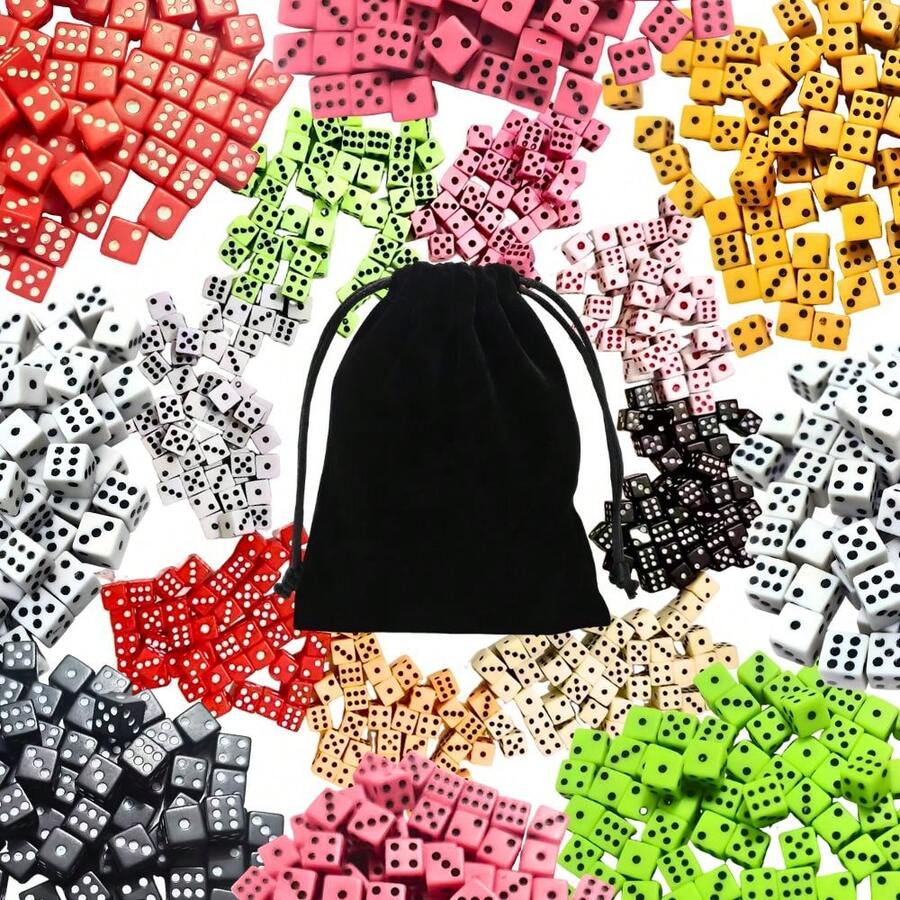 100 piezas Juego de dados rojos de 8 mm de seis caras, dados cuadrados con una bolsa de almacenamiento negra, para juegos de mesa, manualidades DIY y juegos de fiesta - Rojo 100 unidades - Ver 1
