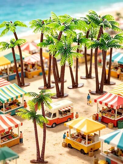 5pcs Artificial Mini Coconut Tree Model, DIY Sandbox Decor, Aquarium Landscape, Cake Baking & Floral Arrangement Accessories, Suitable For Home Decor, Wedding Party, Family Gathering