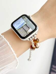 1条天然石珍珠可调节表带，兼容表带38mm 40mm 41mm 44mm 45mm 49mm（S10 42mm（S10 46mm（S11 42mm（S11 49mm）），女士款），时尚简约，兼容 Series 11 Ultra 3 SE3 Ultra 2 S10 SE2 9 8 7 SE 6 5 4 3 2 1，适合搭配各种服饰，日常佩戴，也适合度假。 - 金色 - 查看 5