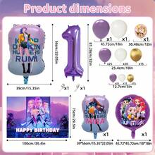 Blue Number Foil Balloon Arch Set, Aluminum Foil Cool Girl Theme Large Birthday Party Balloons Decoration Combo, Music Girl Number Foil Balloons, Children's Birthday Party Supplies Gift Set Decor - Balloon Set - View 4