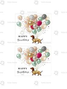 2pcs Birthday Sticker Set, Cute Dachshund Balloon Design, Adorable Animal Theme Party Decor Self-Adhesive Stickers, Suitable For Gift Wrapping, Party Favors, Labels - Dachshund a - View 8