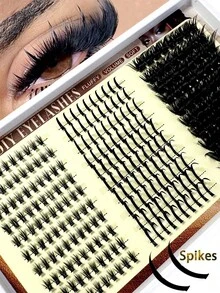 120D Extra Long Spiky Cluster Lower False Eyelashes, 6-18mm Length, D/DD Curl, 280pcs/Set, Fluffy DIY Lash Extensions, Cartoon Style, Mink Fur Material, Suitable For Various Makeup Looks - D+ - 查看 1