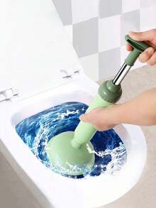 1 pieza Limpiador de desagüe de alta presión, Ventosa para inodoro, Herramienta de desatasco de tuberías para el hogar, cocina y baño - Verde - Ver 1