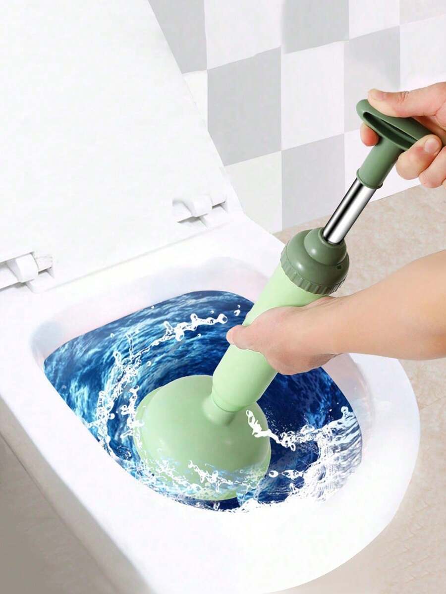 1 pieza Limpiador de desagüe de alta presión, Ventosa para inodoro, Herramienta de desatasco de tuberías para el hogar, cocina y baño - Verde - Ver 1