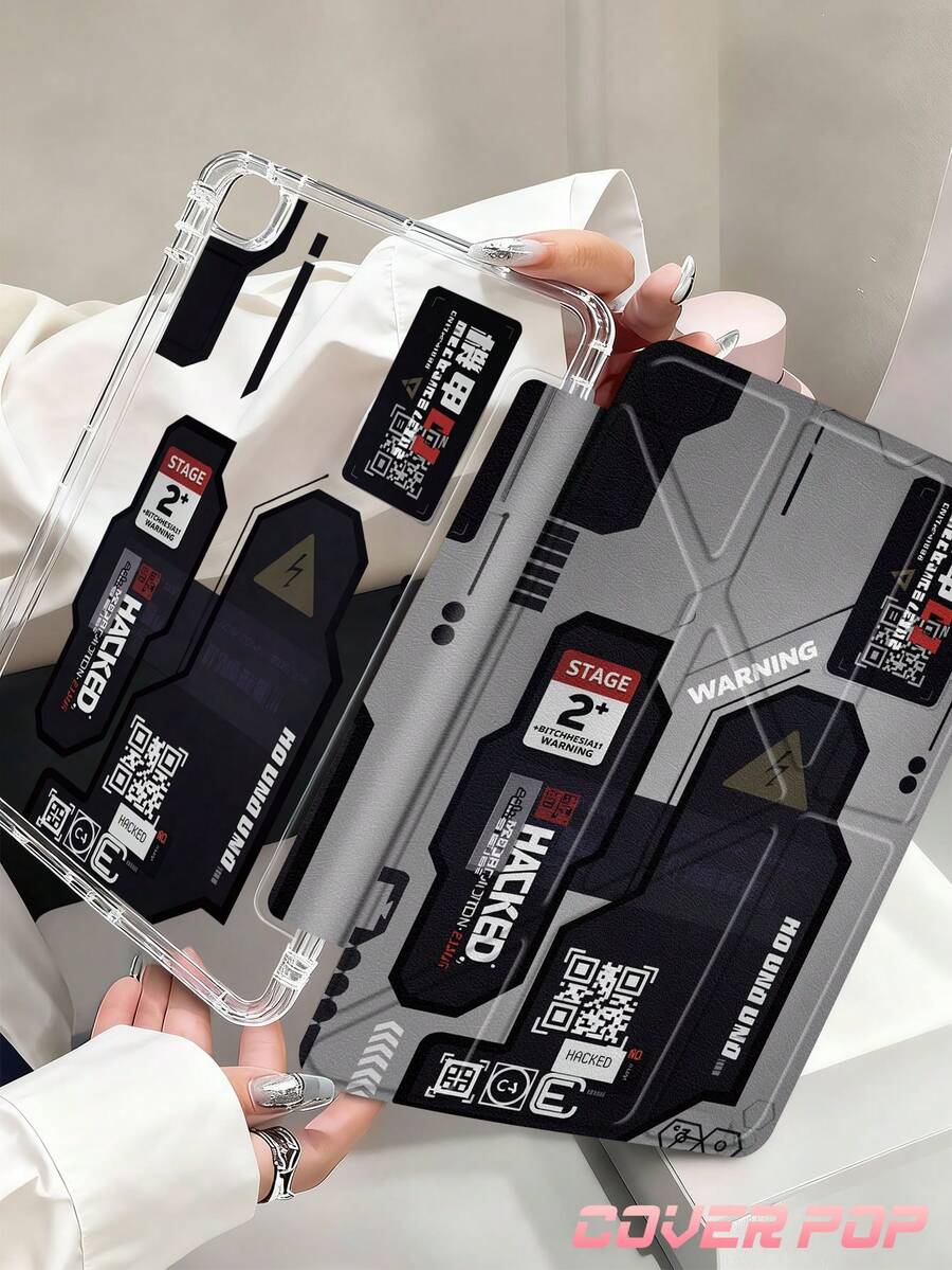 Ốp lưng máy tính bảng phong cách Cyber-Style họa tiết Mecha, tương thích với iPad Air 11 inch M3 2025 / M2 2024, Air thế hệ thứ 5 2022, Air 8 2026 (11/13 inch), (A16) 11 inch thế hệ thứ 11 2025, tương thích với Samsung Galaxy Tab, Kindle Paperwhite thế hệ thứ 12 2024. Mặt lưng trong suốt, ốp bảo vệ họa tiết thời trang, chức năng tự động tắt/mở màn hình, bảo vệ bằng túi khí, phù hợp cho cả công việc văn phòng và làm quà tặng.