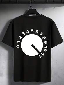 1 Piece, 100% Cotton, Retro Phone Print T-Shirt, Casual And Fashionable For Men.#T-Shirt 39;S, Crew Neck, Urban Style, Pure Cotton, Short Sleeve, Fashion Boutique T-Shirt, Christmas Gift - 黑色 - 查看 1