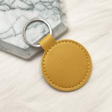 5-Piece Set Of PU Leather Round Keychains, Faux Leather Bag Charms & Car Key Pendants Festival Graduation Teacher Appreciation Gifts Birthday Gift Holiday Essentials Beach Essentials Key Chain - Multicolor - View 7