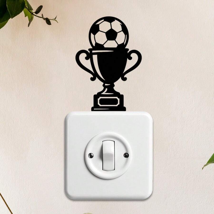 1pc Soccer And Trophy Wall Stickers ,2D Printed Wall Sticker , Suitable As A Gift For Switch Sticker , Creative Self-Adhesive , Suitable For Bedroom And Living Room, Bedroom, Dining Room, Study, Bathroom
