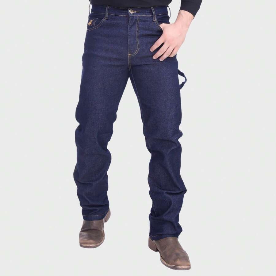 Men's Country Jeans, Carpenter Style, Cowboy, Western, Premium Style, Elastane, Ideal For Riding, Horseback Riding, Rodeo. - Dark Carpenter - View 1
