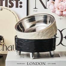 1pc Stable 4-Leg Stainless Steel Pet Bowl With Water Ripple Pattern, Suitable For Cats And Dogs, Non-Staining, Detachable For Easy Cleaning - 300ml - View 8
