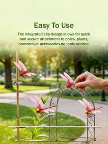 1/4pcs Realistic Dragonfly Clips, Pest Repellent Lobster Clips, 3D Simulated Fake Dragonfly Decorative Clips, Plastic Dragonfly Garden Hummingbird Decorative Stakes With Support, Suitable For Indoor And Outdoor - Multicolor - View 7