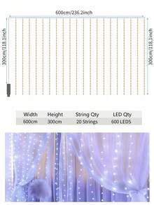 6x3cm/3x3cm LED Curtain Lights, USB Hanging Window Lights With Remote Control, Connectable Fairy Lights, Bedroom Decor, Outdoor Decor, Valentine's Day Decor, Mother's Day Decor, Wedding, Birthday Gift, Indoor Decor, Christmas Party Supplies, Party Decorations, Holiday Hanging Ornaments - USB Curtain Light - View 14