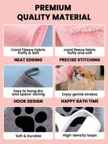 1pc Pet Bath Towel Glove, Suitable For Dogs & Cats, Thickened Absorbent, Quick Drying & Fur Enhancing - View 2